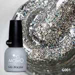 Momo Kalıcı Oje G001, Yoğun Gümüş Simli, 14 ml
