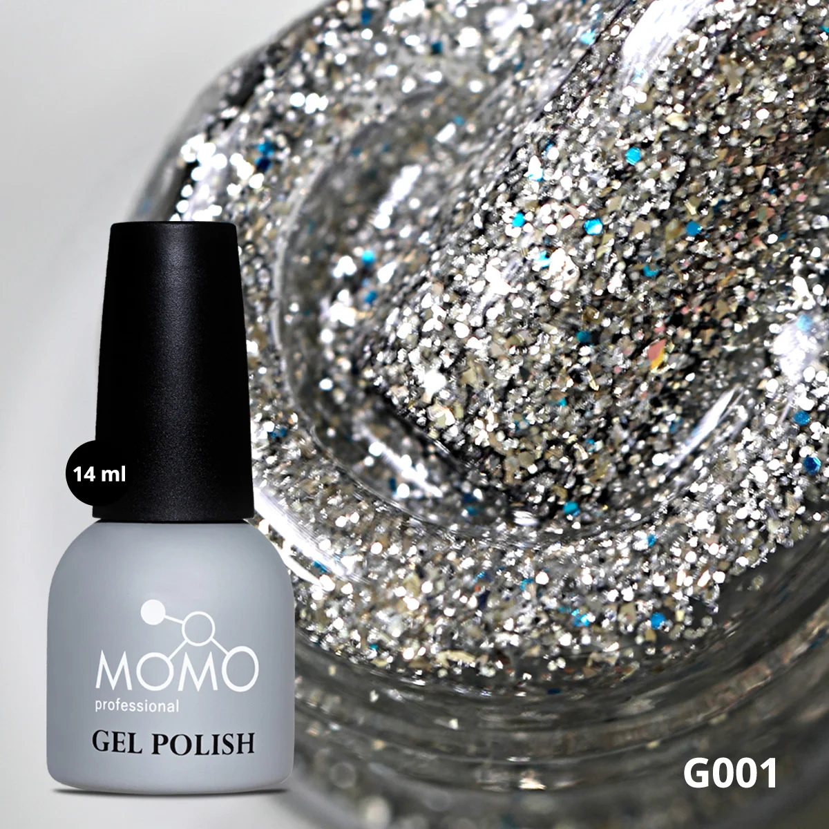 g001-5 Momo Kalıcı Oje G001, Yoğun Gümüş Simli, 14 ml - Görsel 1