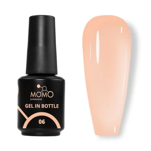 gib06 Momo Gel In Bottle No.06, Akıllı Fırçalı Protez Tırnak Jeli, Yarı Şeffaf Nude Şeftali, 18 ml - Görsel 1