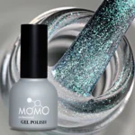 Momo Holografik Kalıcı Oje SL04, Rakı Beyazı Turkuaz Yeşil Simli, 10 ml