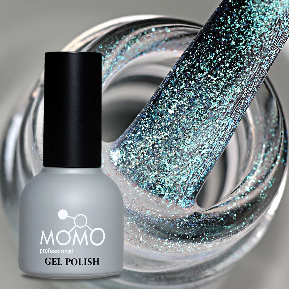 sl04 Momo Holografik Kalıcı Oje SL04, Rakı Beyazı Turkuaz Yeşil Simli, 10 ml - Görsel 1