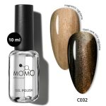 Momo Kristal Kedi Gözü Kalıcı Oje CE02, Yarı Şeffaf, Antik Altın, 10 ml
