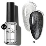 Momo Glittter Top Coat 02, Gümüş Sim, 9 ml