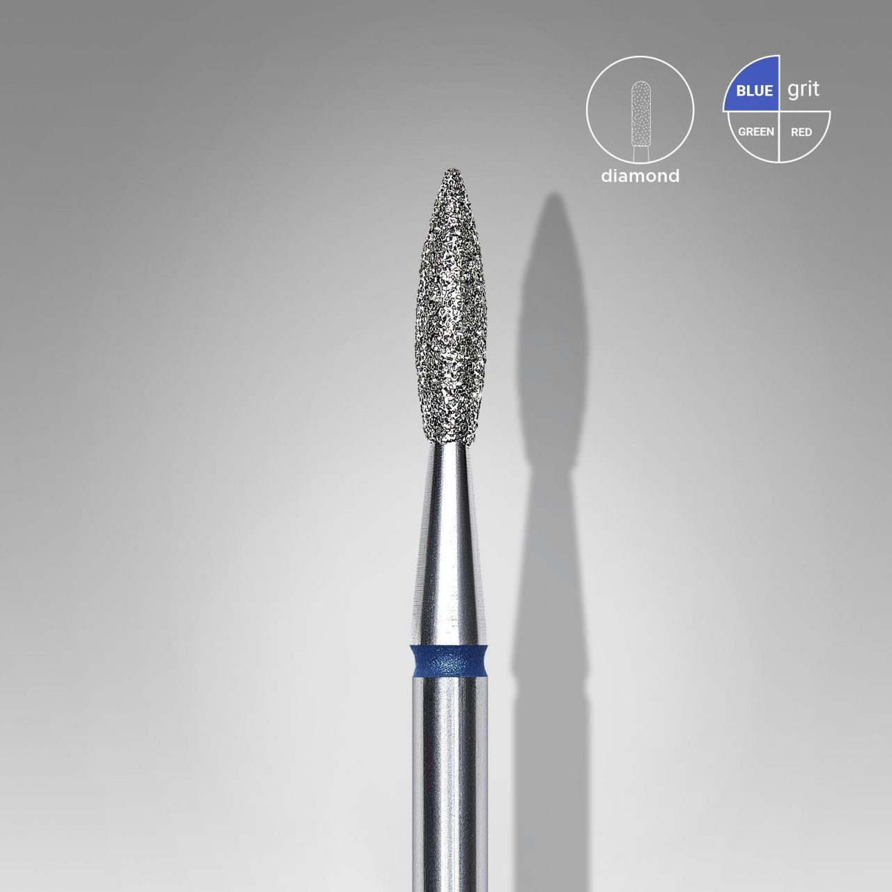 FA11B021-8 Elmas Sivri Alev Freze, Mavi, Çap 2,1 mm, Çalışma Kısmı 8 mm - Görsel 1