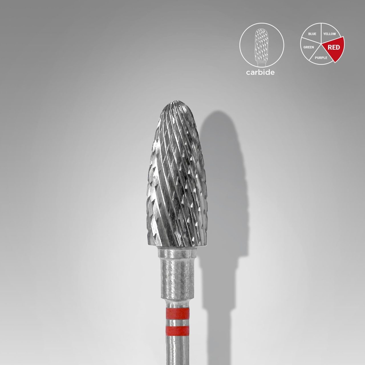 FT91R060-14 Solaklar İçin Sert Alaşım Mısır Freze, Kırmızı, Çap 6 mm / Çalışma Kısmı 14 mm - Görsel 1