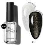 Momo Glitter Top Coat 01, Altın Sim, 9 ml