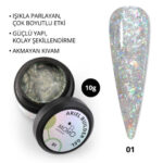 Ariel Builder Gel, No.01, Şeffaf Holografik Yeşil Sarı Simli, 10 gr