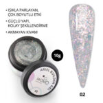 Ariel Builder Gel, No.02, Şeffaf Holografik Pembe Yeşil Simli, 10 gr