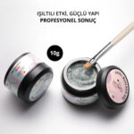 Ariel Builder Gel, No.02, Şeffaf Holografik Pembe Yeşil Simli, 10 gr - Görsel 2
