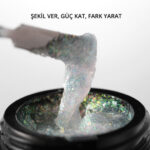 Ariel Builder Gel, No.02, Şeffaf Holografik Pembe Yeşil Simli, 10 gr - Görsel 4